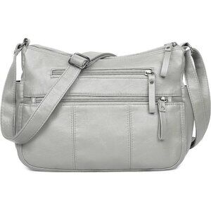 🆕 Volganik Rock PU Leather Shoulder Bag Women Cream Soft Pocketbooks Purse